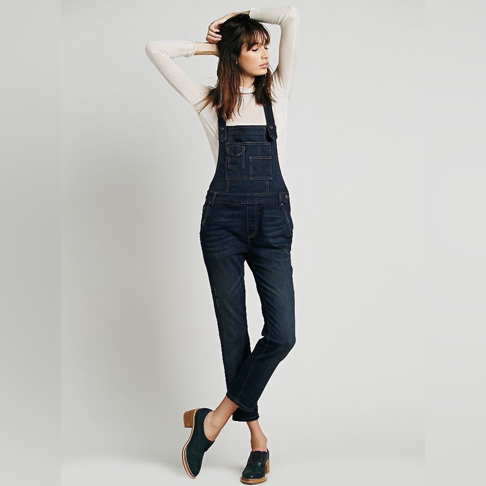 Free People Dark Blue Denim Jeans Overalls